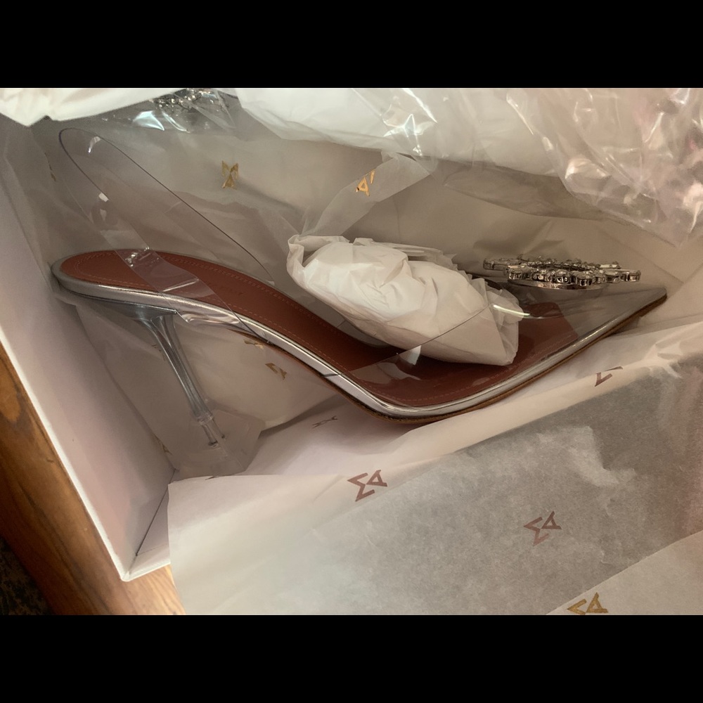 Amina muaddi begum glass pvc BNIB sling back